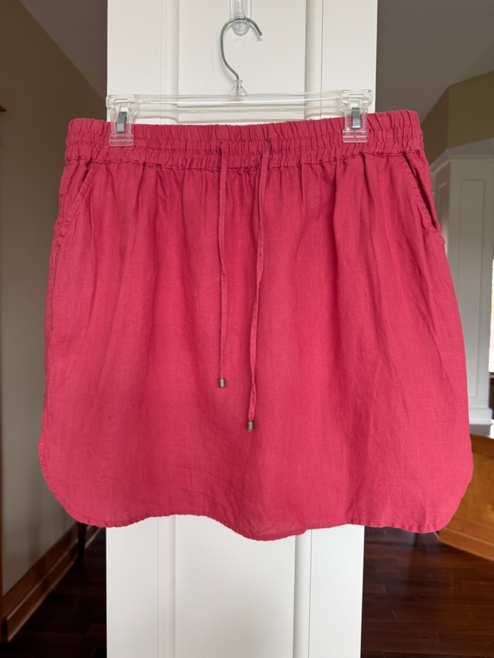 St. Tropez West Large Women's Coral Drawstring W/Pockets Linen Skirt